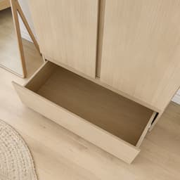 ตู้เสื้อผ้า 2 บาน พร้อมลิ้นชัก รุ่นฟาส ขนาด 90 ซม. - สีธรรมชาติ