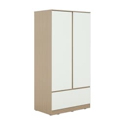 ตู้เสื้อผ้า 2 บาน พร้อมลิ้นชัก รุ่นฟาส ขนาด 90 ซม.  - สีแนชเชอเริล/ขาว