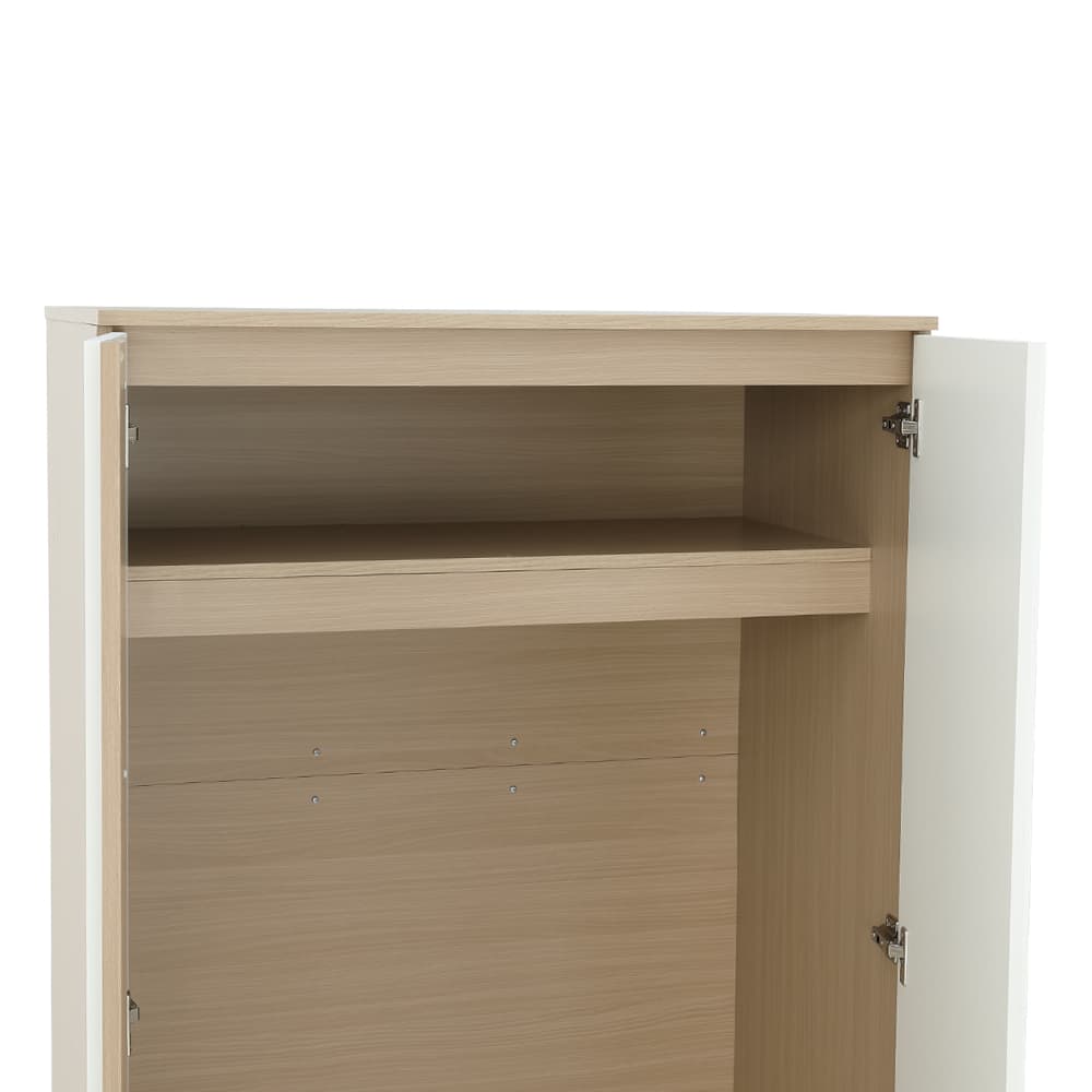 ตู้เสื้อผ้า 2 บาน พร้อมลิ้นชัก รุ่นฟาส ขนาด 90 ซม.  - สีแนชเชอเริล/ขาว