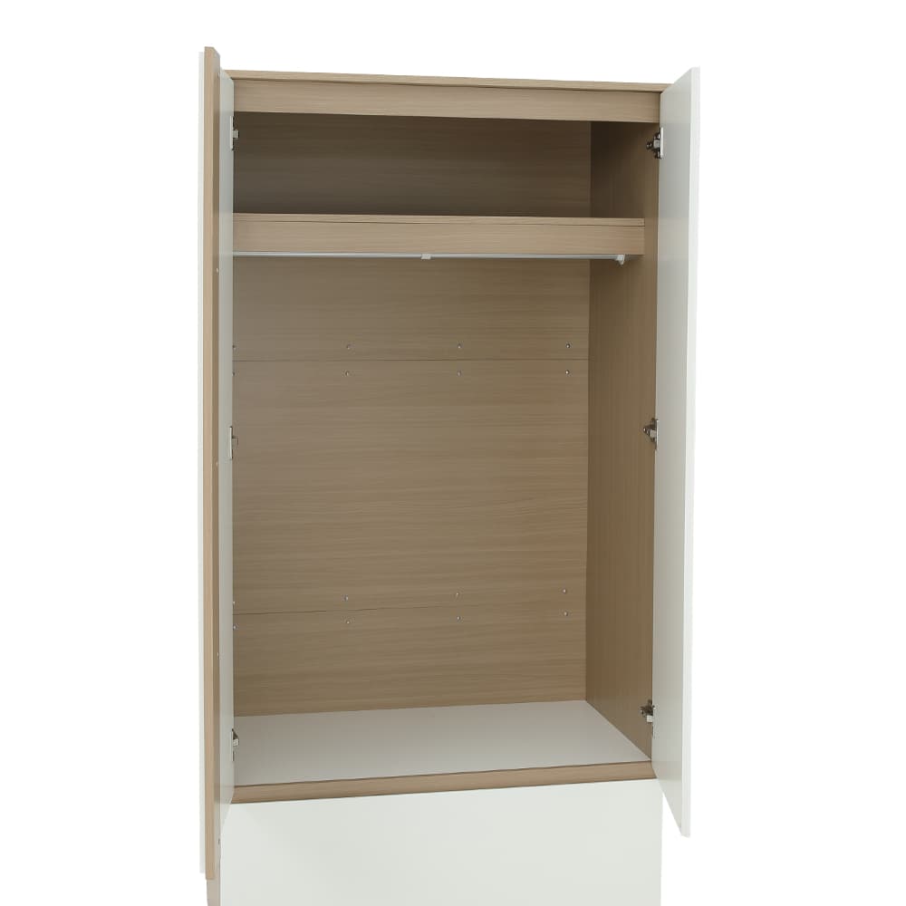 ตู้เสื้อผ้า 2 บาน พร้อมลิ้นชัก รุ่นฟาส ขนาด 90 ซม.  - สีแนชเชอเริล/ขาว