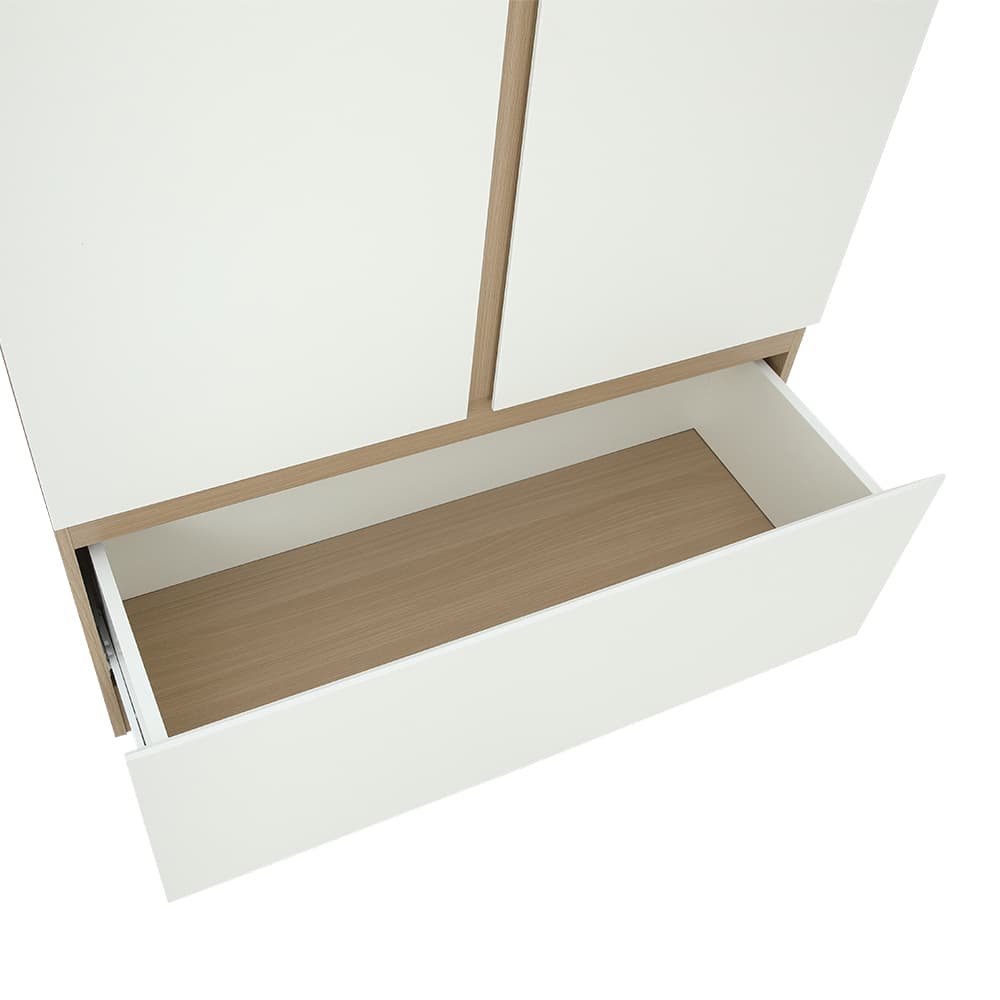 ตู้เสื้อผ้า 2 บาน พร้อมลิ้นชัก รุ่นฟาส ขนาด 90 ซม.  - สีแนชเชอเริล/ขาว