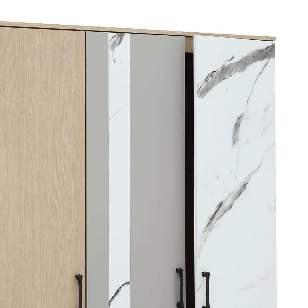 ชุดห้องนอน รุ่นแมกโนเลีย ขนาด 5 ฟุต (เตียง, ตู้เสื้อผ้า 5 บาน, โต๊ะเครื่องแป้ง ) - สีธรรมชาติ/หินอ่อน