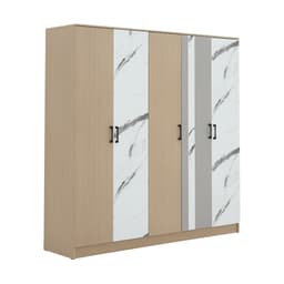 ชุดห้องนอน รุ่นแมกโนเลีย ขนาด 5 ฟุต (เตียง, ตู้เสื้อผ้า 5 บาน, โต๊ะเครื่องแป้ง ) - สีธรรมชาติ/หินอ่อน