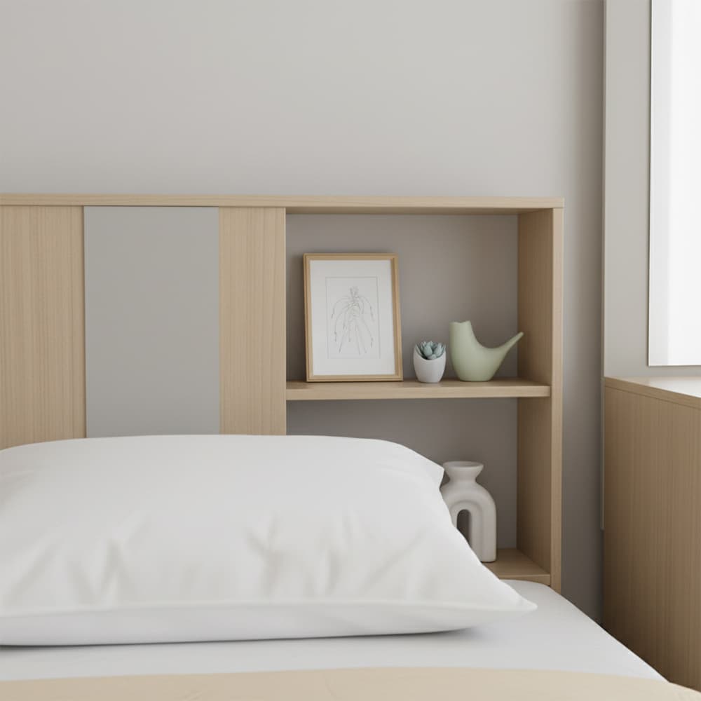 ชุดห้องนอน รุ่นแมกโนเลีย ขนาด 5 ฟุต (เตียง, ตู้เสื้อผ้า 5 บาน, โต๊ะเครื่องแป้ง ) - สีธรรมชาติ/หินอ่อน