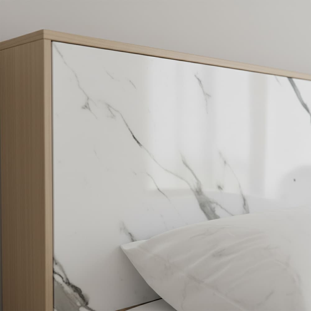 ชุดห้องนอน รุ่นแมกโนเลีย ขนาด 5 ฟุต (เตียง, ตู้เสื้อผ้า 5 บาน, โต๊ะเครื่องแป้ง ) - สีธรรมชาติ/หินอ่อน