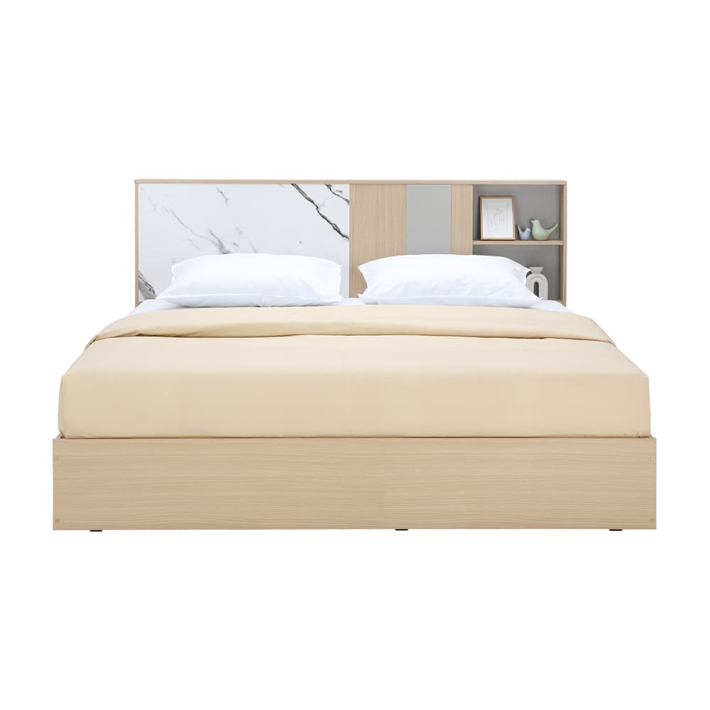 ชุดห้องนอน รุ่นแมกโนเลีย ขนาด 5 ฟุต (เตียง, ตู้เสื้อผ้า 5 บาน, โต๊ะเครื่องแป้ง ) - สีธรรมชาติ/หินอ่อน