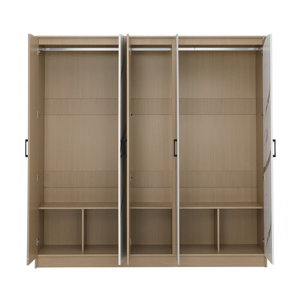 ชุดห้องนอน รุ่นแมกโนเลีย ขนาด 5 ฟุต (เตียง, ตู้เสื้อผ้า 5 บาน, โต๊ะเครื่องแป้ง ) - สีธรรมชาติ/หินอ่อน