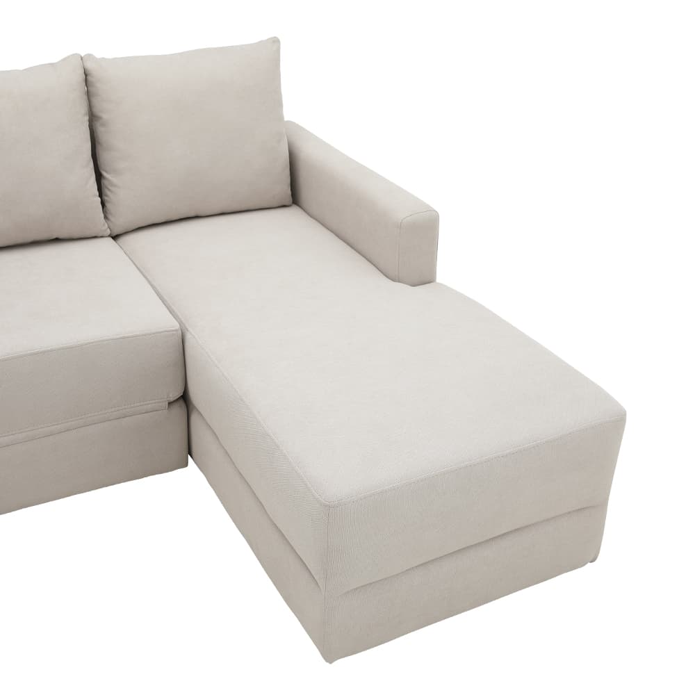 โซฟาผ้าปรับนอน L-shape ด้านซ้าย รุ่นจินนี่ - สีครีม