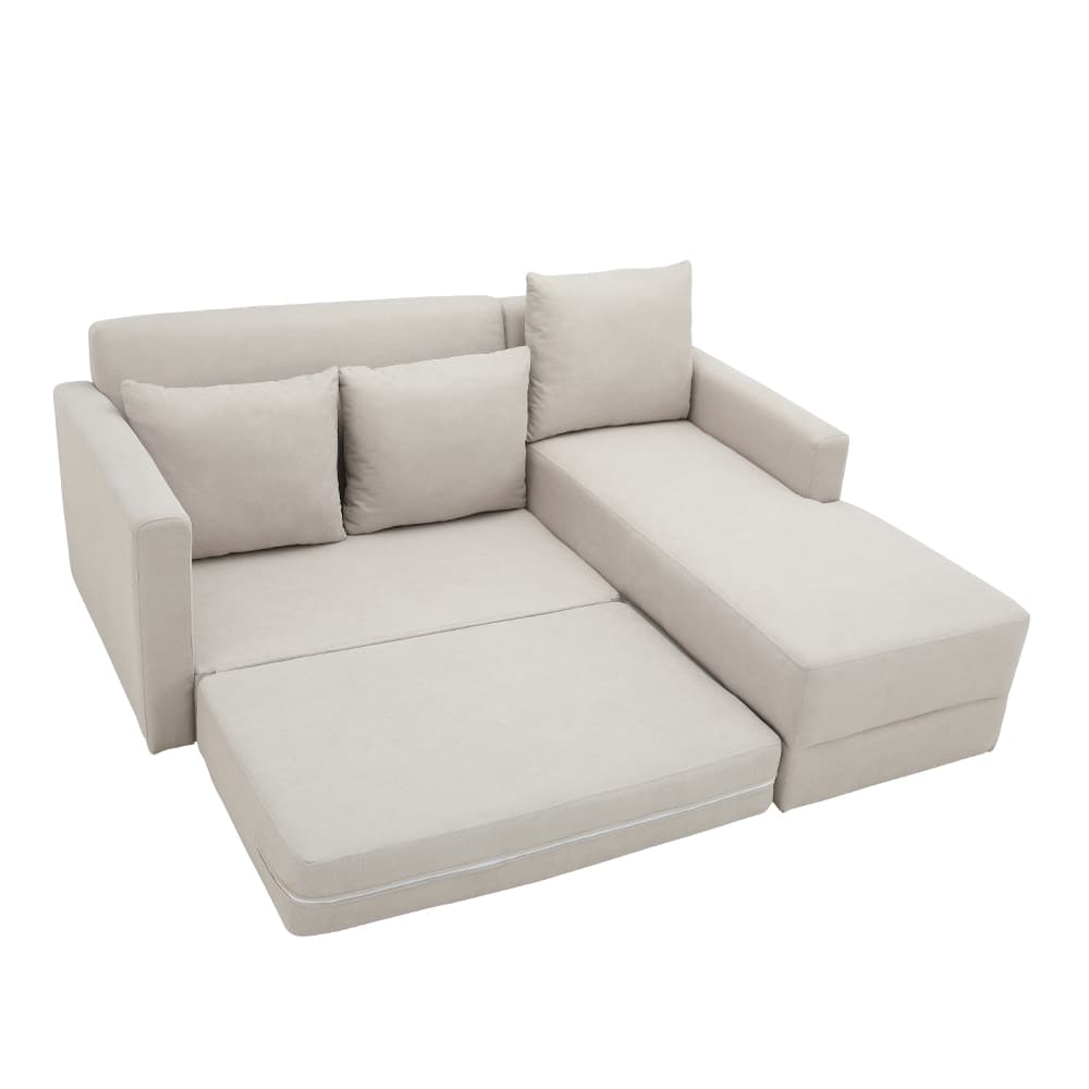 โซฟาผ้าปรับนอน L-shape ด้านซ้าย รุ่นจินนี่ - สีครีม
