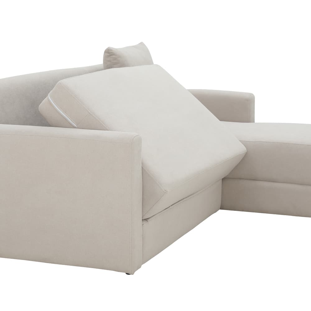 โซฟาผ้าปรับนอน L-shape ด้านซ้าย รุ่นจินนี่ - สีครีม