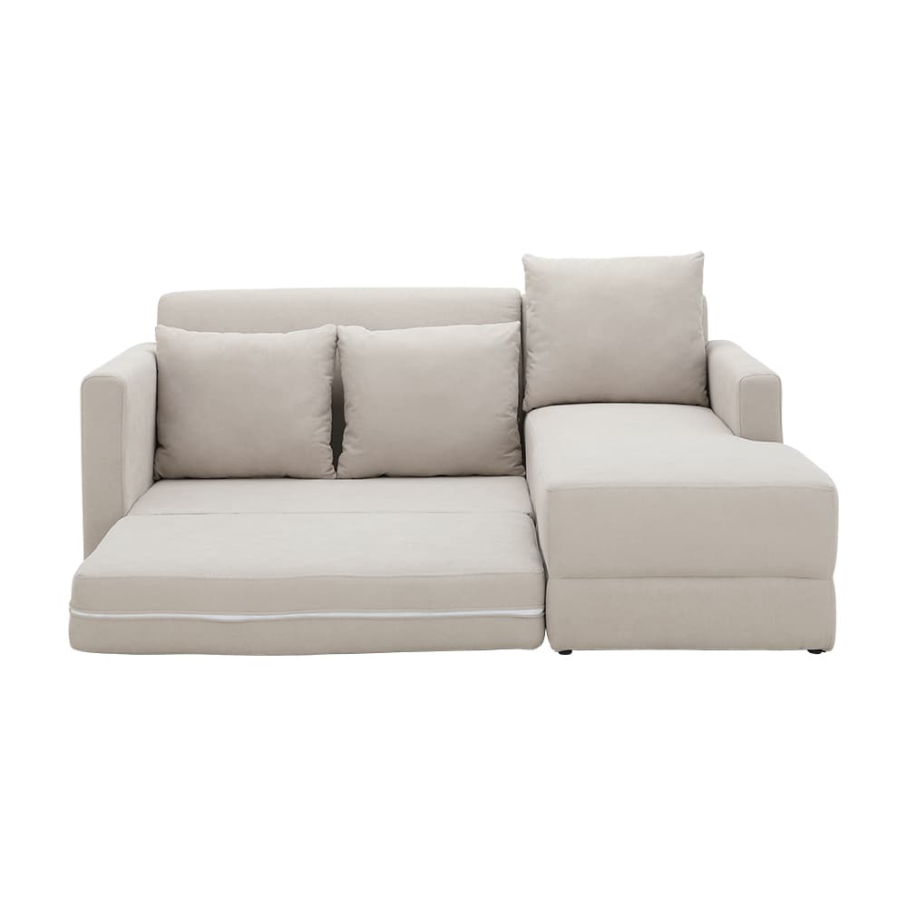 โซฟาผ้าปรับนอน L-shape ด้านซ้าย รุ่นจินนี่ - สีครีม