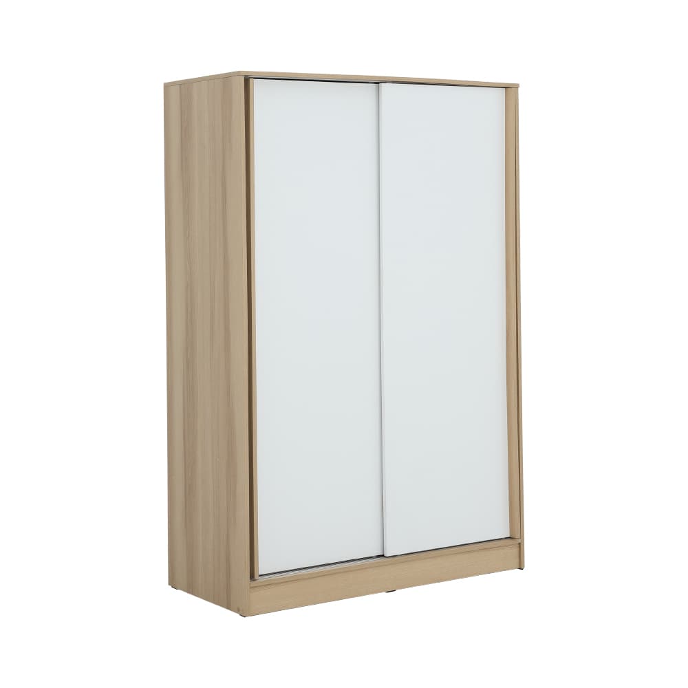 ชุดห้องนอน รุ่นจัสมิน ขนาด 5 ฟุต (เตียง, ตู้เสื้อผ้าบานสไลด์, โต๊ะเครื่องแป้ง) - สีธรรมชาติ/ขาว