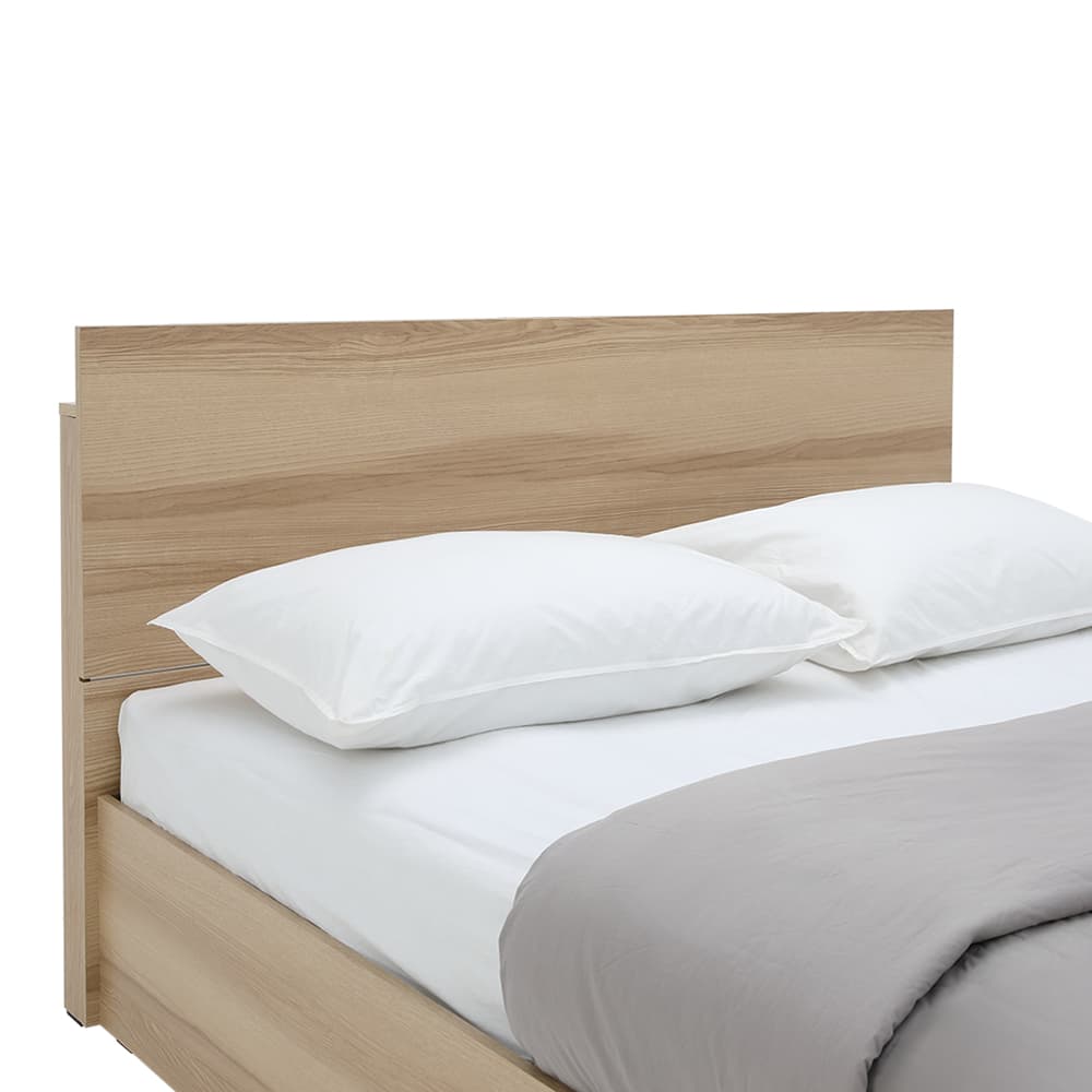 ชุดห้องนอน รุ่นจัสมิน ขนาด 6 ฟุต (เตียง, ตู้เสื้อผ้าบานสไลด์, โต๊ะเครื่องแป้ง) - สีธรรมชาติ/ขาว