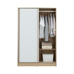 ชุดห้องนอน รุ่นจัสมิน ขนาด 6 ฟุต (เตียง, ตู้เสื้อผ้าบานสไลด์, โต๊ะเครื่องแป้ง) - สีธรรมชาติ/ขาว