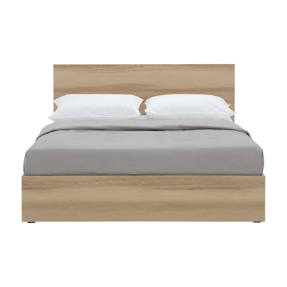 ชุดห้องนอน รุ่นจัสมิน ขนาด 6 ฟุต (เตียง, ตู้เสื้อผ้าบานสไลด์, โต๊ะเครื่องแป้ง) - สีธรรมชาติ/ขาว