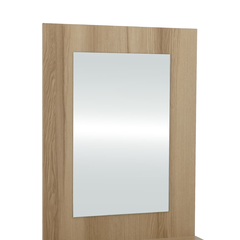 ชุดห้องนอน รุ่นจัสมิน ขนาด 6 ฟุต (เตียง, ตู้เสื้อผ้าบานสไลด์, โต๊ะเครื่องแป้ง) - สีธรรมชาติ/ขาว