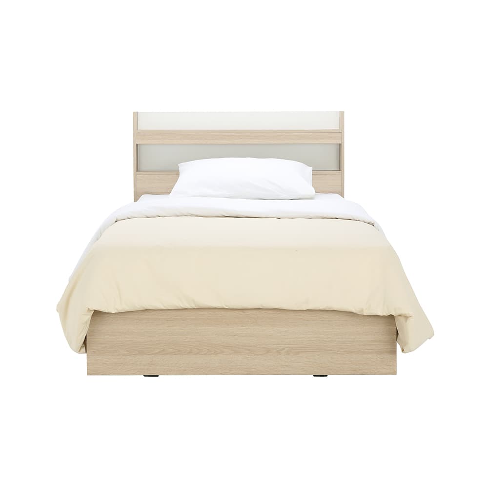 ชุดห้องนอน รุ่นแชมป์ ขนาด 3.5 ฟุต (เตียง, ตู้เสื้อผ้า 2 บาน, โต๊ะทำงาน) - สีไลท์ วู้ด/ขาว