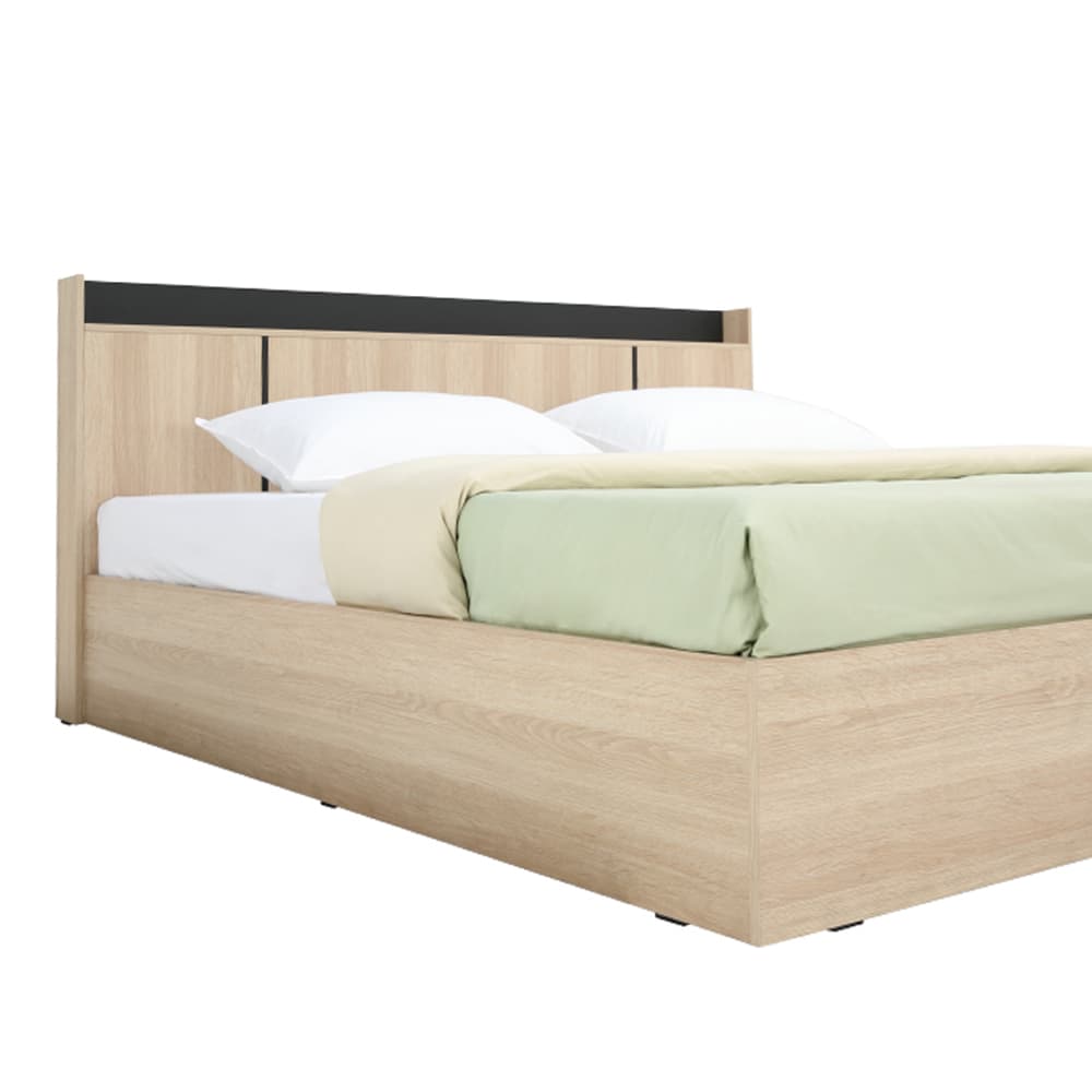 เตียงนอน รุ่นแชมป์ ขนาด 5 ฟุต - สีไลท์ วู้ด/ดำ