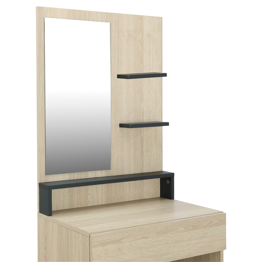 ชุดห้องนอน รุ่นแชมป์ ขนาด 6 ฟุต (เตียง, ตู้เสื้อผ้า, โต๊ะเครื่องแป้งพร้อมสตูล) - สีไลท์ วู้ด/ดำ