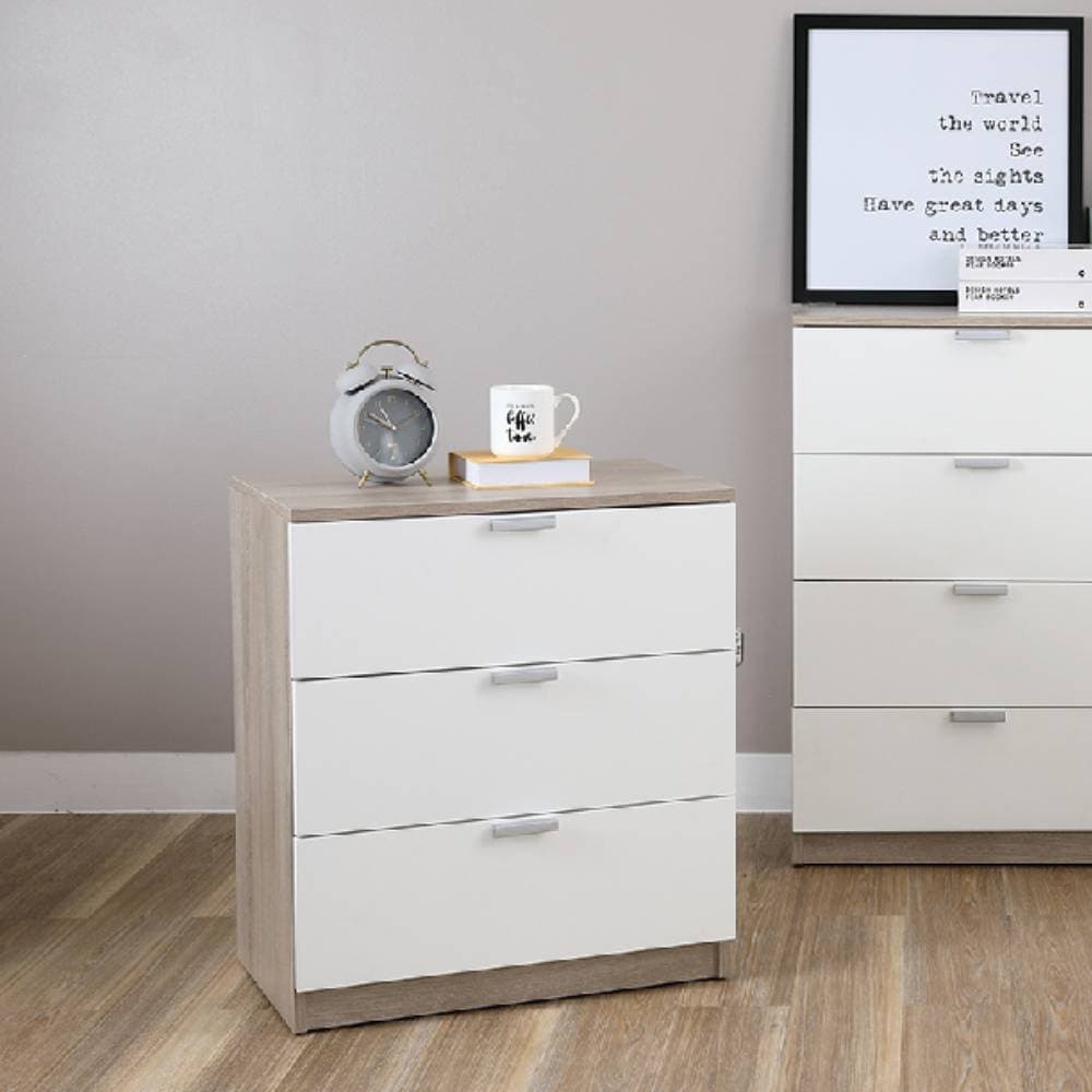 โฮมฮัก ตู้ 3 ลิ้นชัก รุ่นแม็กซ์ - สีธรรมชาติ/ขาว
