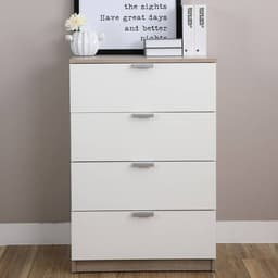 Homehuk ตู้ 4 ลิ้นชัก รุ่นแม็กซ์ - สีธรรมชาติ/ขาว