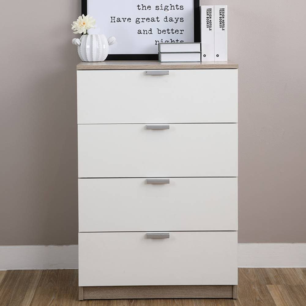 Homehuk ตู้ 4 ลิ้นชัก รุ่นแม็กซ์ - สีธรรมชาติ/ขาว