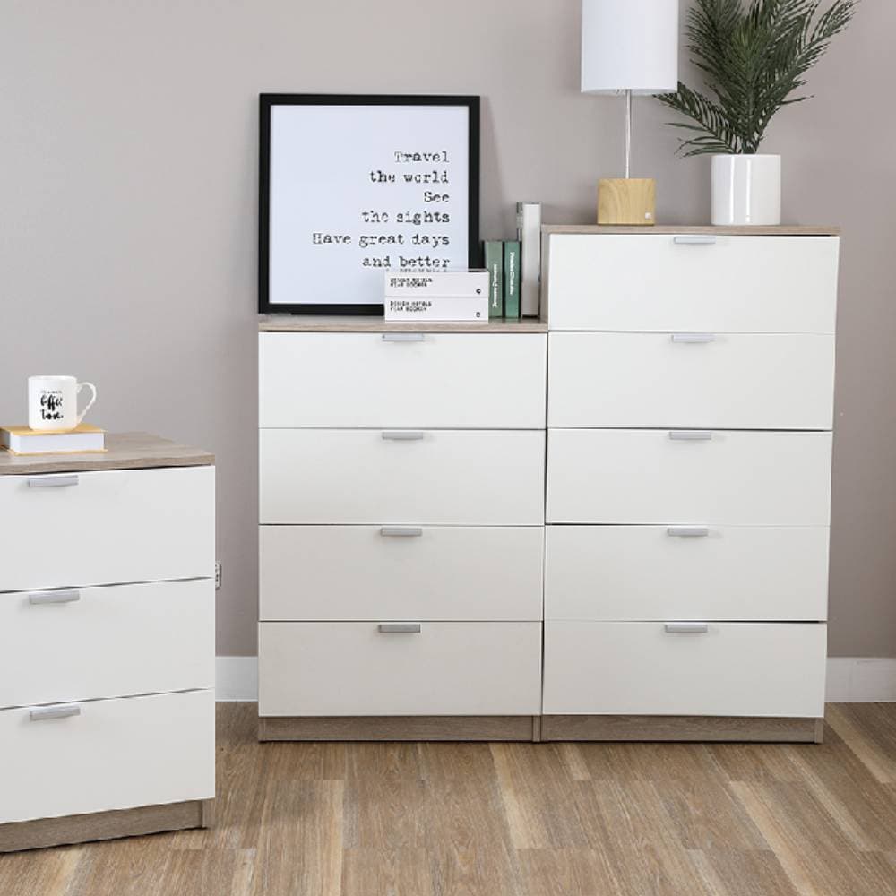 Homehuk ตู้ 4 ลิ้นชัก รุ่นแม็กซ์ - สีธรรมชาติ/ขาว