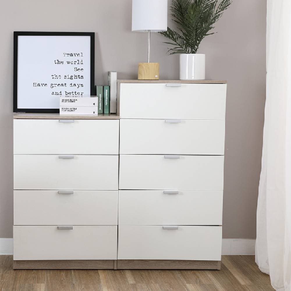 Homehuk ตู้ 5 ลิ้นชัก รุ่นแม็กซ์ - สีธรรมชาติ/ขาว