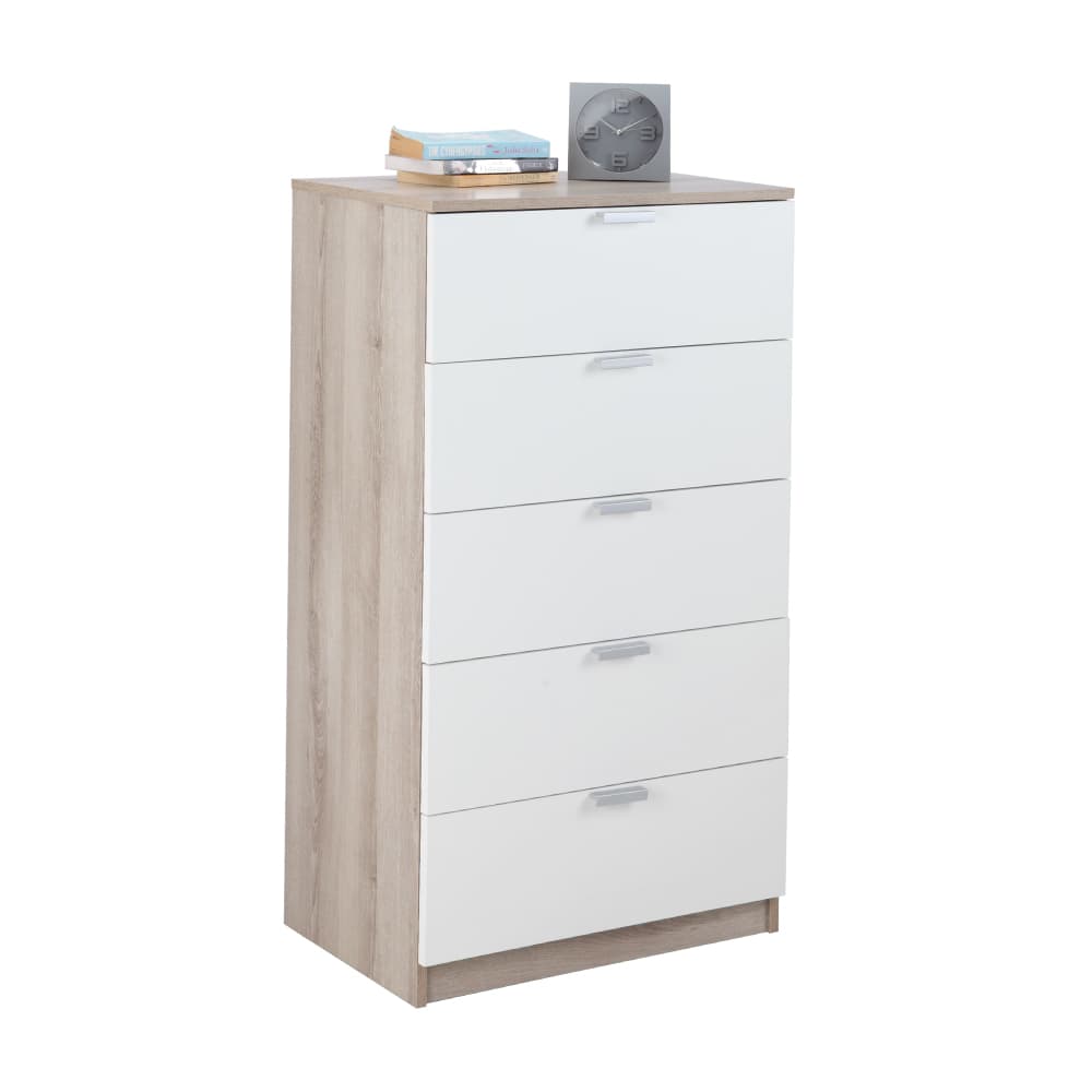 Homehuk ตู้ 5 ลิ้นชัก รุ่นแม็กซ์ - สีธรรมชาติ/ขาว