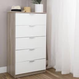 Homehuk ตู้ 5 ลิ้นชัก รุ่นแม็กซ์ - สีธรรมชาติ/ขาว