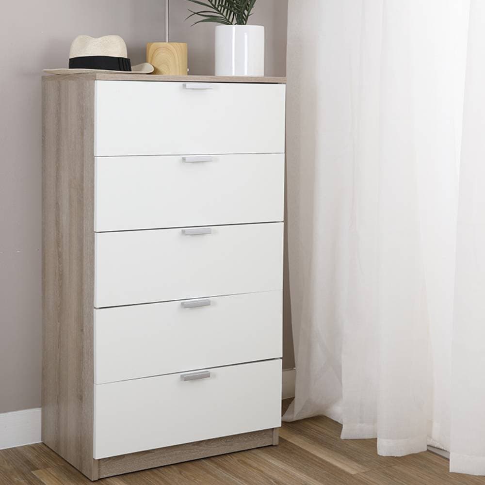 Homehuk ตู้ 5 ลิ้นชัก รุ่นแม็กซ์ - สีธรรมชาติ/ขาว