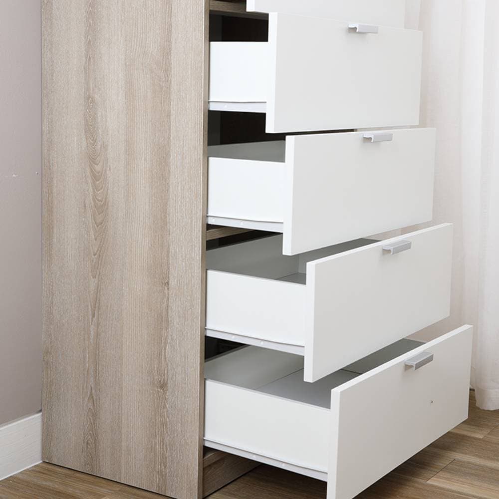 Homehuk ตู้ 5 ลิ้นชัก รุ่นแม็กซ์ - สีธรรมชาติ/ขาว