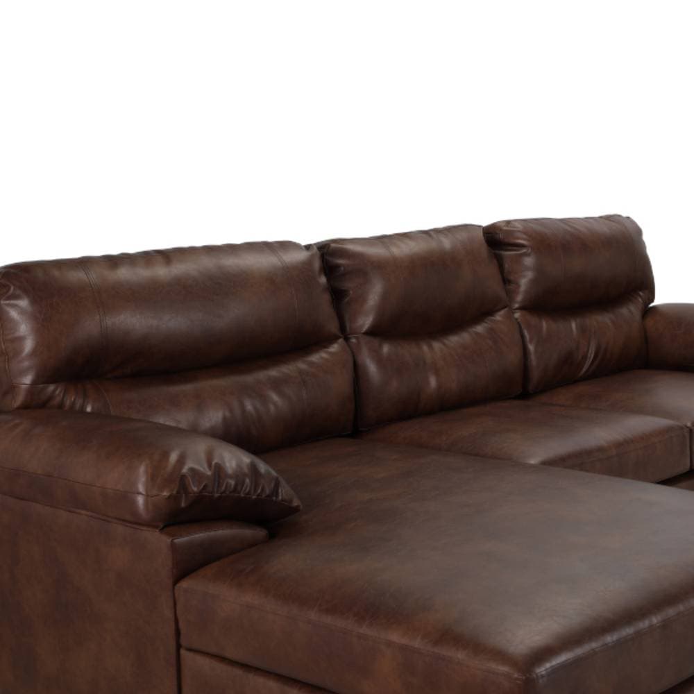 Homehuk โซฟา PVC L-shape ด้านขวา รุ่นออสโม่ - สีน้ำตาลเข้ม