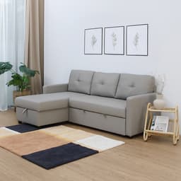 โซฟาเบด PU L-shape รุ่นเคียร่า - สีเทา