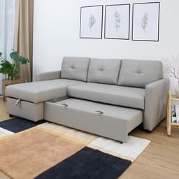 โซฟาเบด PU L-shape รุ่นเคียร่า - สีเทา