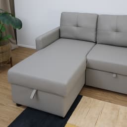 โซฟาเบด PU L-shape รุ่นเคียร่า - สีเทา