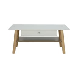 โต๊ะกลางท็อปโค้งพร้อมลิ้นชัก รุ่นมาเรีย - สีธรรมชาติ/ขาว