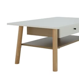 โต๊ะกลางท็อปโค้งพร้อมลิ้นชัก รุ่นมาเรีย - สีธรรมชาติ/ขาว