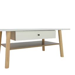 โต๊ะกลางท็อปโค้งพร้อมลิ้นชัก รุ่นมาเรีย - สีธรรมชาติ/ขาว