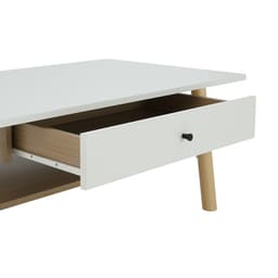 โต๊ะกลางท็อปโค้งพร้อมลิ้นชัก รุ่นมาเรีย - สีธรรมชาติ/ขาว