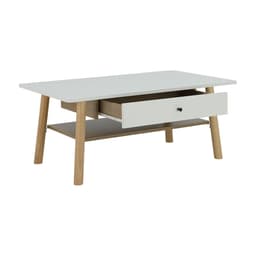 โต๊ะกลางท็อปโค้งพร้อมลิ้นชัก รุ่นมาเรีย - สีธรรมชาติ/ขาว
